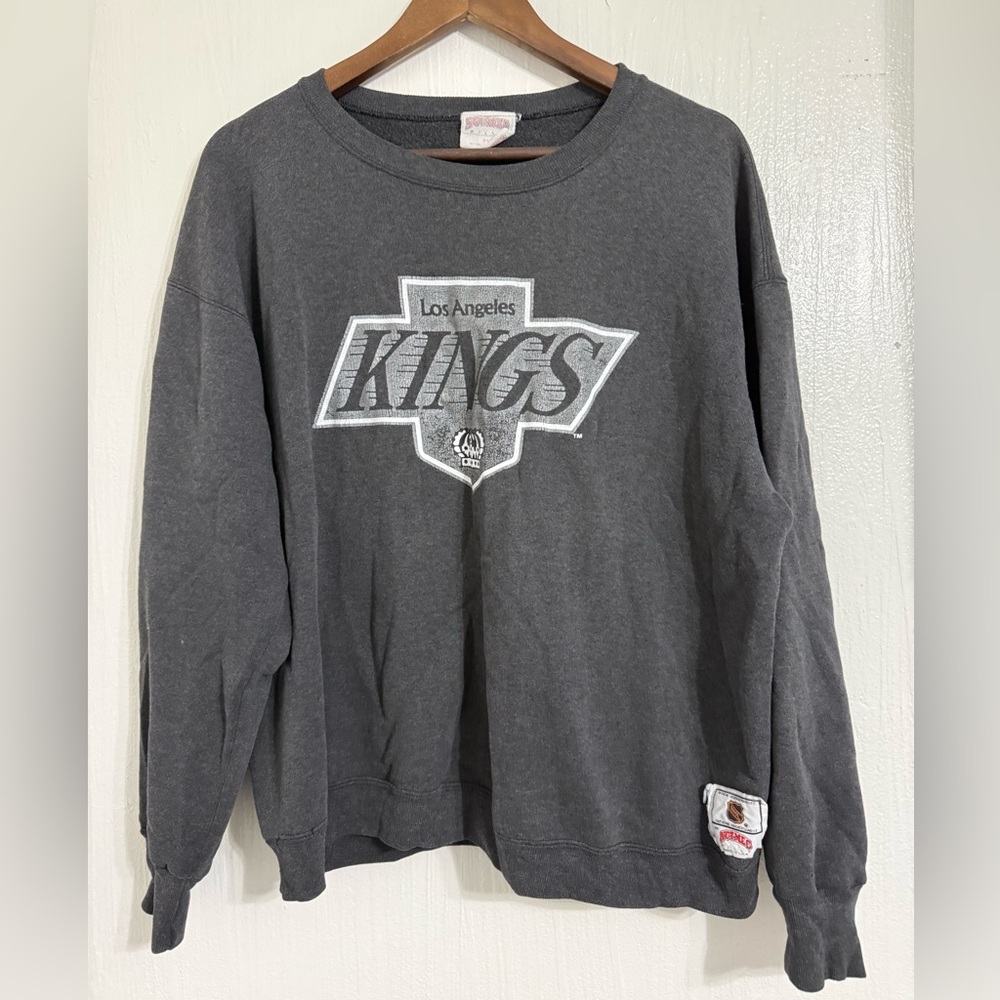 Vtg NHL Los Angeles Kings Nutmeg Crewneck Sweater Gray Size XL Made In USA